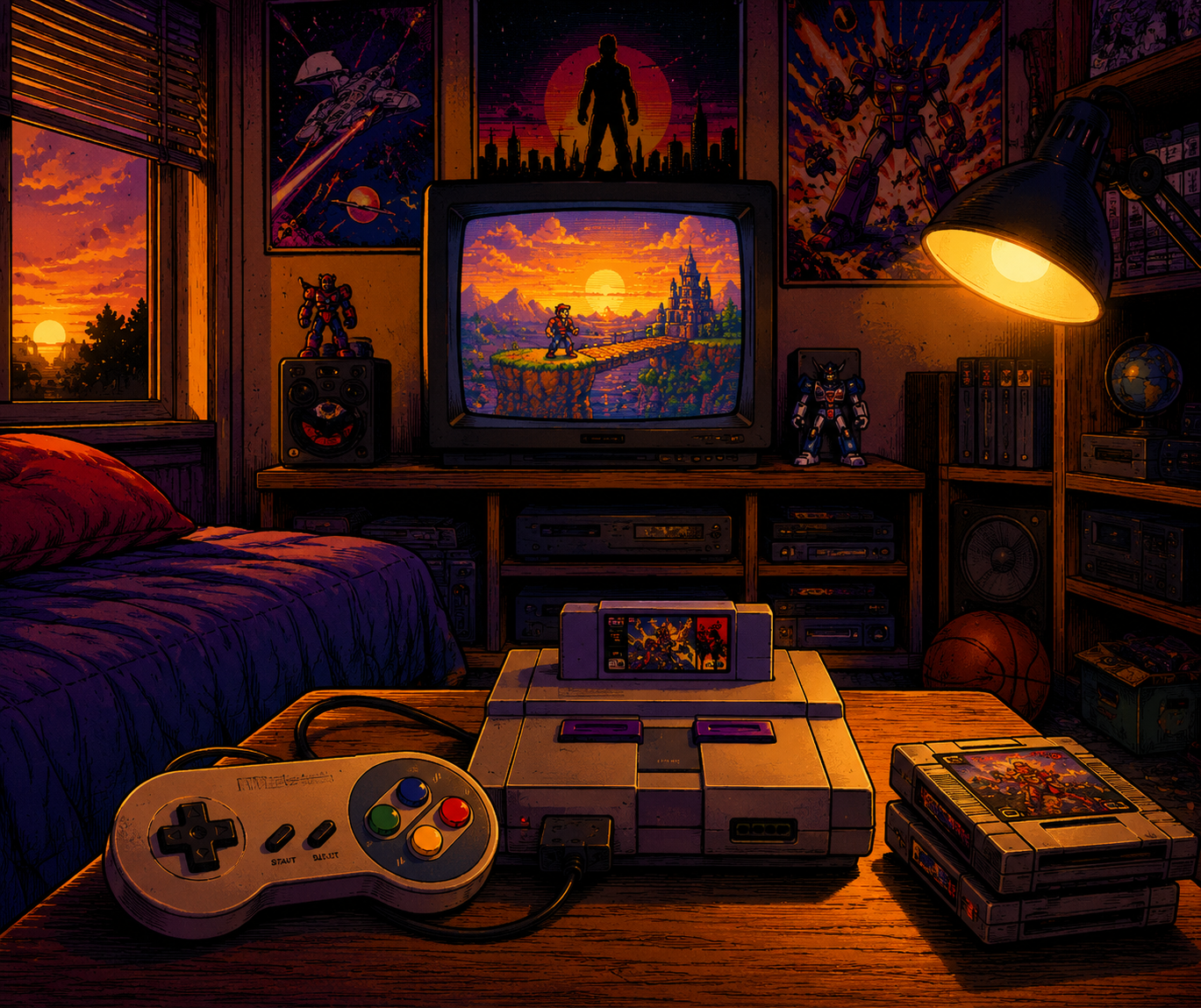 Cena de jogo e console